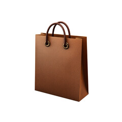 Brown Paper Shopping Bag with Leather Handles - Retail Packaging Mockup