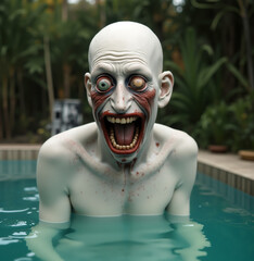 Zombie in swimming pool