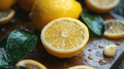 Fresh lemon with half