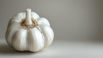 garlic with a very nice shape on a white background with copy space on the right side