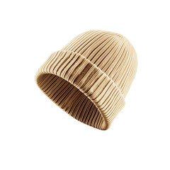 Beige Ribbed Knit Beanie Hat, Winter Fashion Accessory