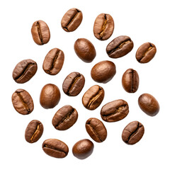 Obraz premium Aromatic Roasted Coffee Beans Falling Against a Black Background Perfect for Cafe Menus Packaging and Beverage Ads
