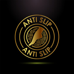 Fototapeta premium Anti slip icon design illustration. Non slip safety icon, Slip prevention sign symbol in gold color style