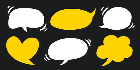 Crayon Speech Bubble Frame. Vector Chalk Talk Balloon. Colorful Dialog Chat Illustrations