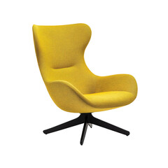 Modern Yellow Swivel Chair with Black Base - Comfortable and Stylish Seating
