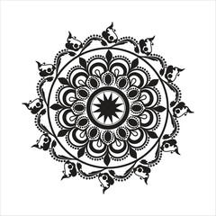 Premium Ethnic Mandala Pattern – Black and White Decorative Design