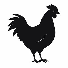Chicken Silhouette Vector Illustration on White Background Farm Animal Graphic Design Element for Various Creative Projects
