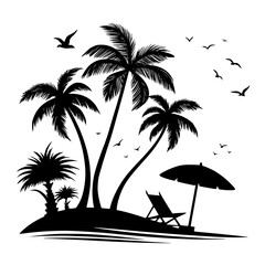 tropical island with palm trees