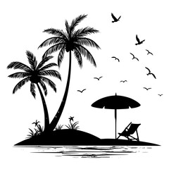 tropical island with palm trees