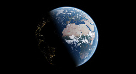 Earth from Space Day and Night View of Planet