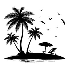tropical island with palm trees