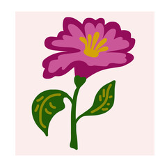 Flower in naive style, hand drawn illustration. Retro style careless element