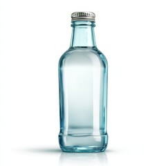 Clear Glass Bottle of Water Isolated on White Background Perfect for Mockups and Product Displays
