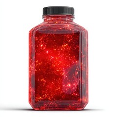 Red Sparkling Liquid in a Plastic Bottle Glowing Beverage Drink Packaging Mockup