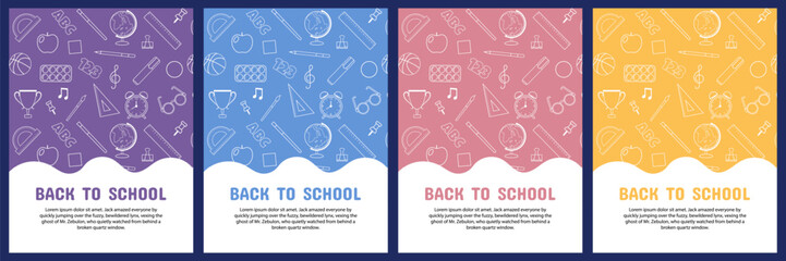 Back to school. A set of templates for posters, advertising printed materials, banners for designing websites, applications