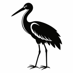 Elegant Stork Silhouette Vector Design on White Background for Creative Projects and Artistic Illustrations