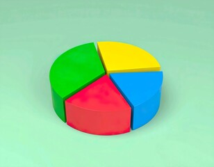 Fototapeta premium 3D Colorful Pie Chart Isolated on Green – Financial or Business Analytics Design