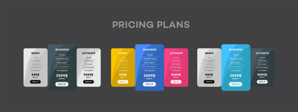 Website Pricing Plans Basic, Business, Ultimate Packages