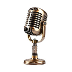 Classic vintage microphone isolated on a transparent background