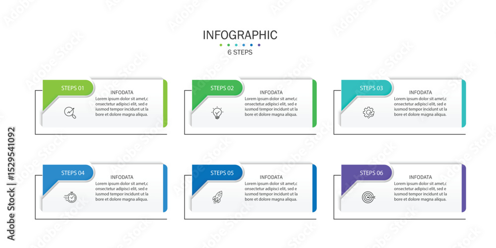 Poster infographic elements design template, business concept with 6 steps or options, can be used for work