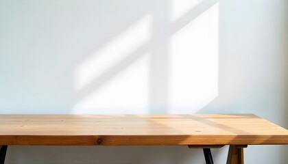 Wooden table with plain background