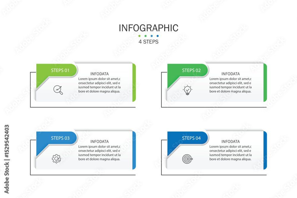 Poster infographic elements design template, business concept with 4 steps or options, can be used for work
