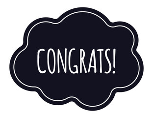 Congrats lettering celebrating achievement with dark cloud shape design, perfect for greeting cards, invitations, or any other project celebrating success