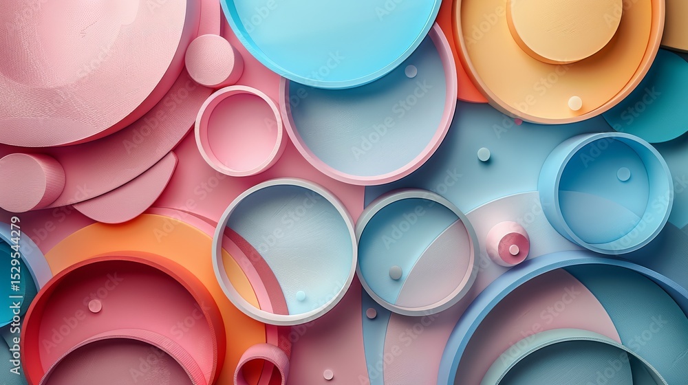 Aufkleber an artistic arrangement of multicolored circular shapes intertwined in a visually appealing abstract