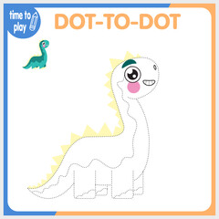 Dinosaur. Dot to Dot. Connect dots . Game for kids. Vector illustration.	

