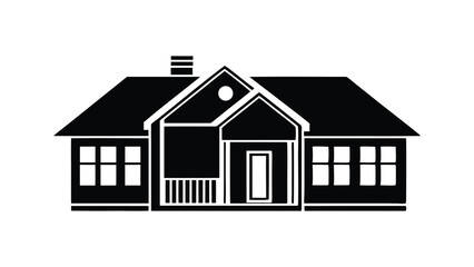 A 3D rendering of a set of house icons, perfect for illustrating residential real estate and building architecture silhouette vector icon on white background