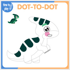 Dinosaur. Dot to Dot. Connect dots . Game for kids. Vector illustration.	
