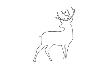One continuous single line of half deer head poster isolated, Santa's Reindeer Continuous Line Drawing ,Set of Santa's Reindeer Flying.