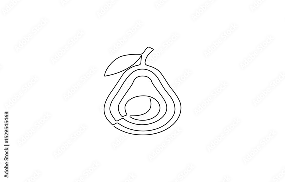 Poster avocado one line icon. one line drawing background. continuous line drawing of avocado. vector illus