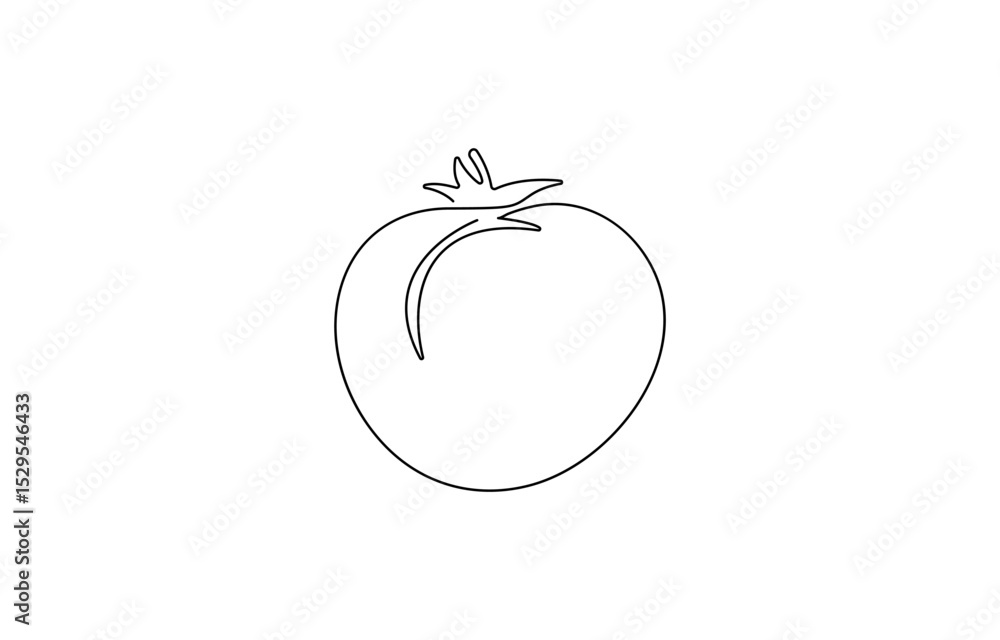 Poster tomato red continuous one line drawing set. outline tomato vegetable icon collections isolated on a 