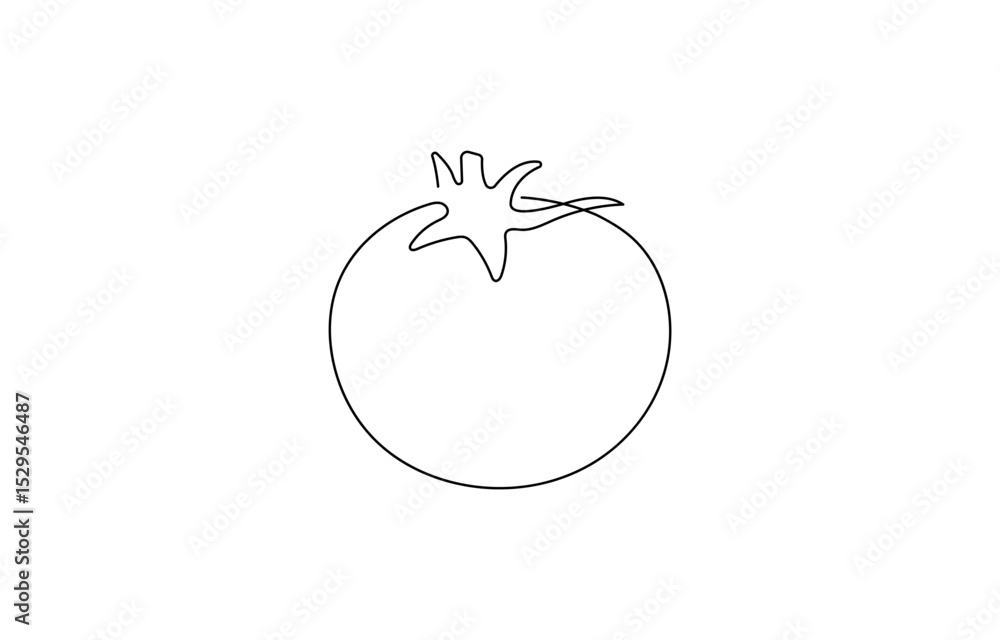 Poster tomato red continuous one line drawing set. outline tomato vegetable icon collections isolated on a 