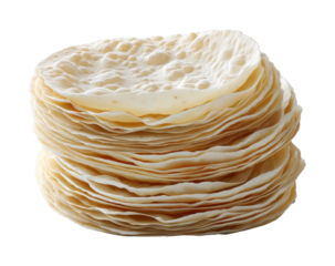 PNG Stack of thin unleavened flatbread pancakes with texture and layers