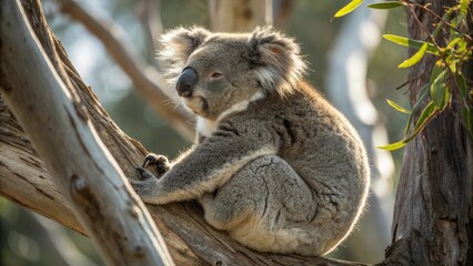 Fototapeta premium Koala perched on a tree
