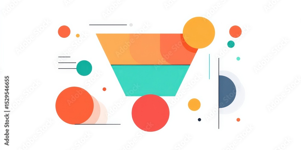Aufkleber marketing metrics engagement optimization concept. abstract graphic with colorful shapes and a shopp