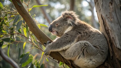Naklejka premium Koala perched on a tree
