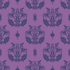 Elegant damask floral seamless pattern. Abstract botanical vector illustration for fabric, textile, wallpaper.