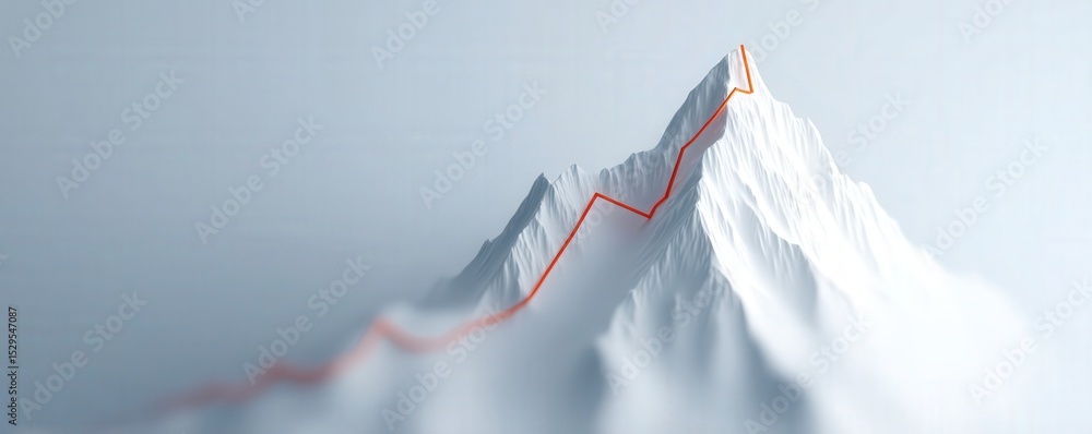 Poster marketing metrics engagement optimization concept. mountain peak with a graphical representation of 