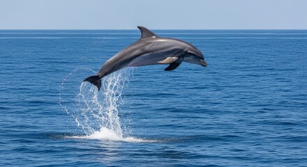 Obraz premium Majestic Dolphin Leaping from Ocean Waves Breathtaking Wildlife Photography