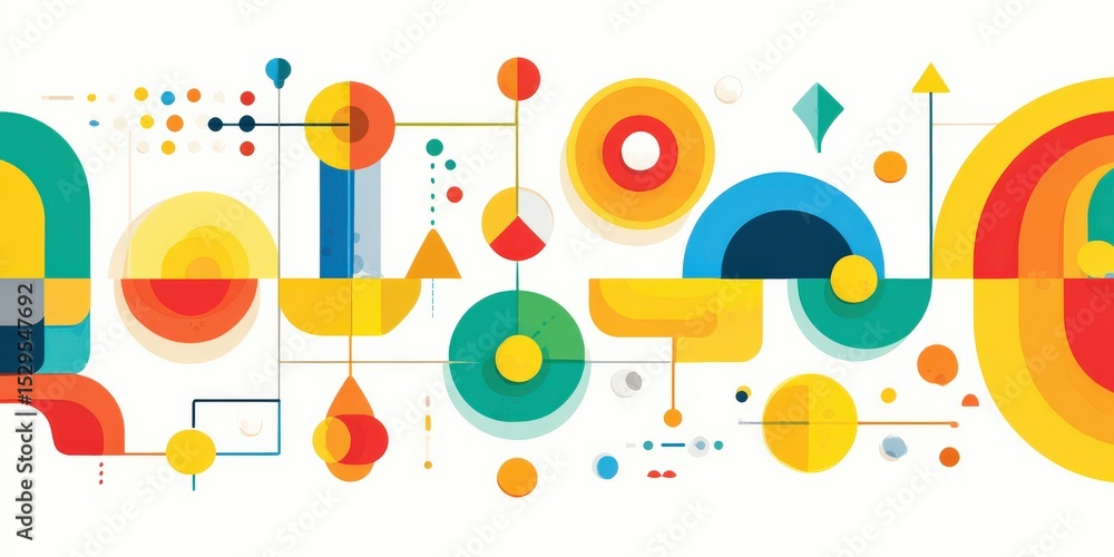 Poster marketing metrics engagement optimization concept. colorful abstract geometric shapes and patterns i