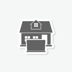 Working at home icon sticker isolated on gray background