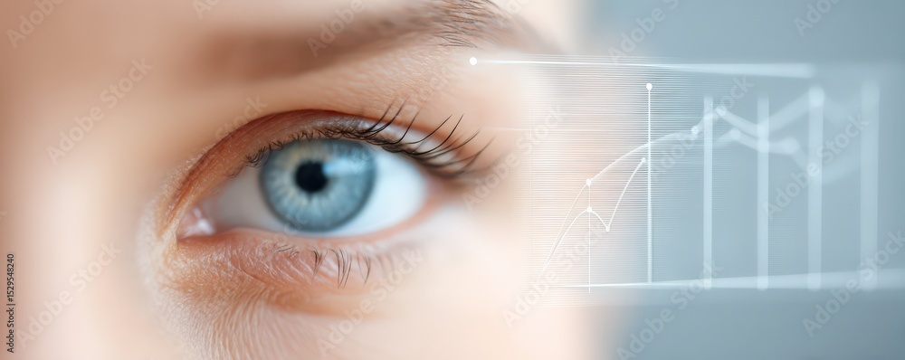 Aufkleber marketing metrics engagement optimization concept. close-up of an eye with graphical data overlay.