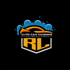 RL initial monogram for carwash with car clean image design vector