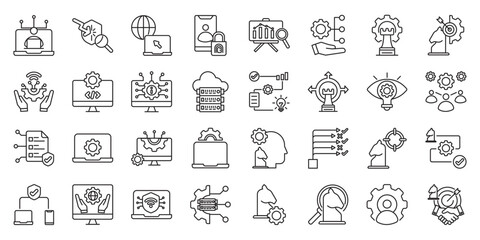 IT Infrastructure Strategy set of web icons in line style. IT infrastructure, infrastructure strategy and  technology strategy. Vector illustration.