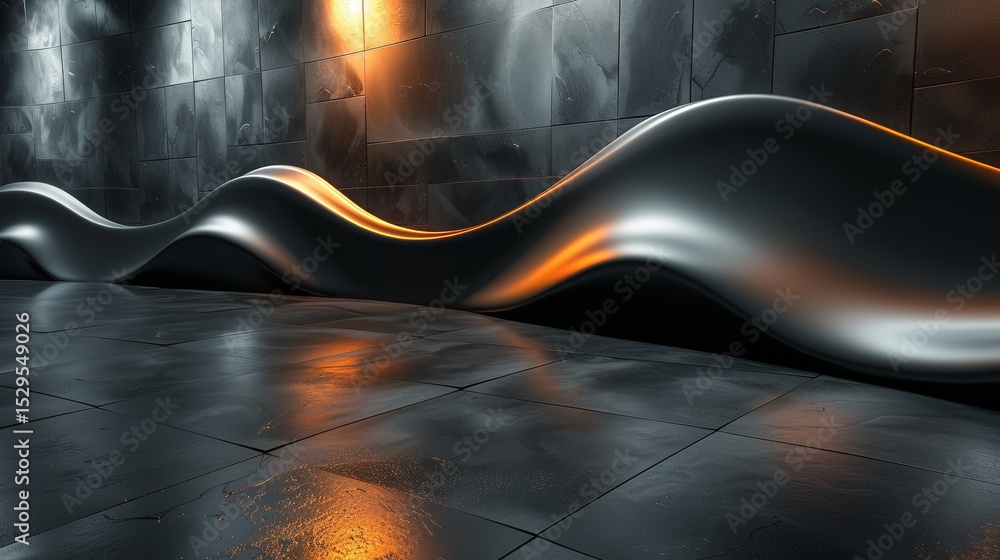 Aufkleber a minimalist interior showcasing unique, sleek waves in a modern architectural design that evokes fe