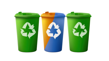 Recycling Symbol isolated on transparent png background.