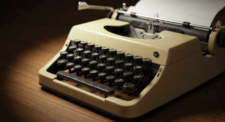 Vintage typewriter on wooden table